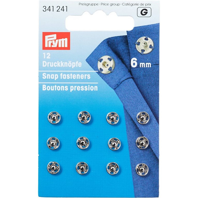 Annähdruckknöpfe silber 6 mm