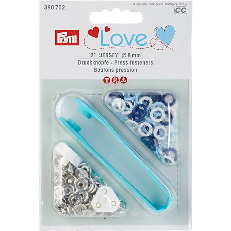 Drucknöpfe Jersey Love Blau Mix 8 mm