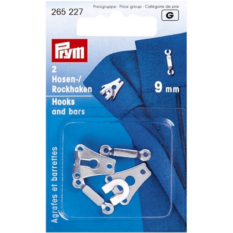 Hosen und Rockhaken 9mm silber